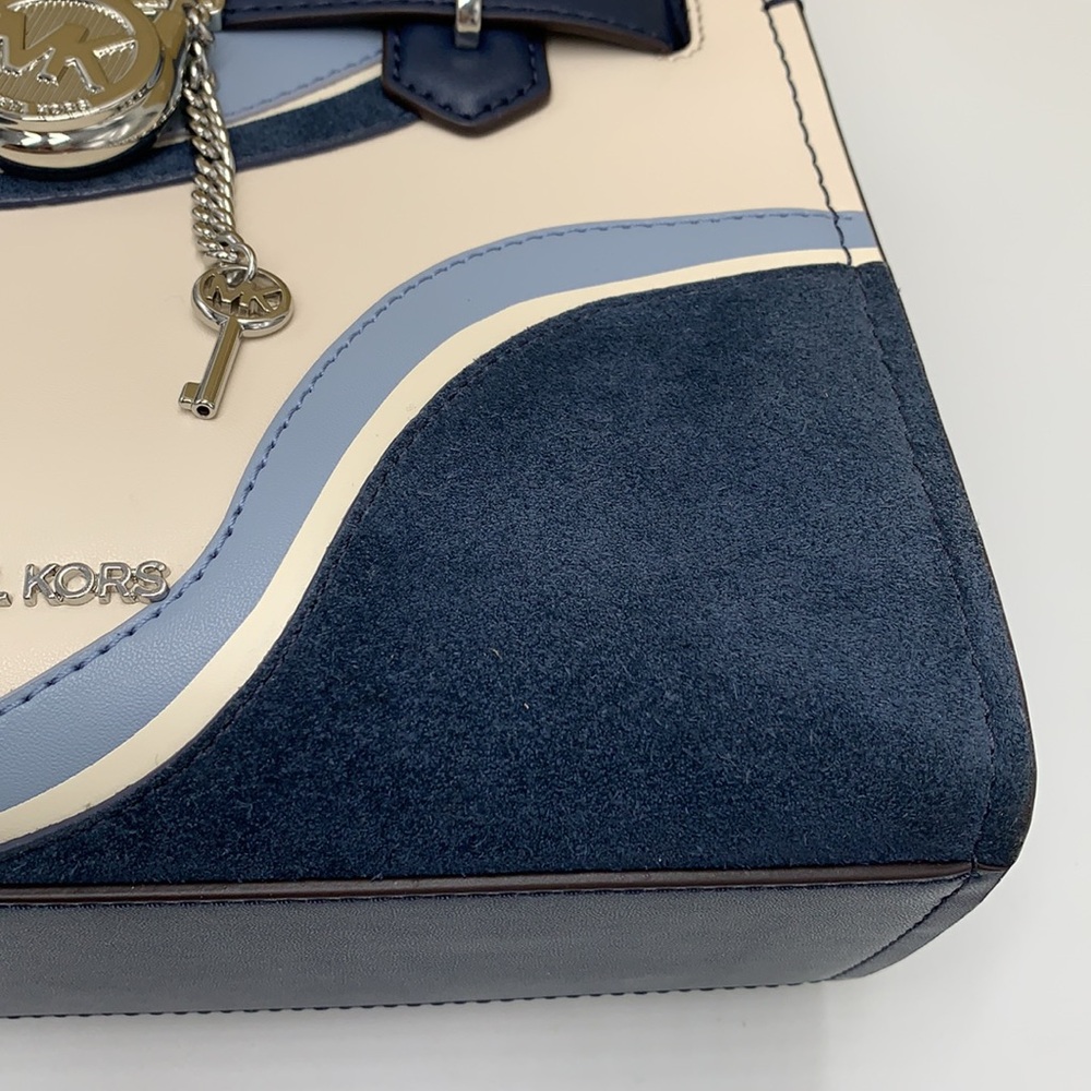 MICHAEL KORS Hamilton Small Patchwork Satchel NAVY MULTI COLOR - Picture 14 of 16